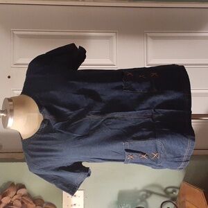 La Fete women's denim short sleeve top